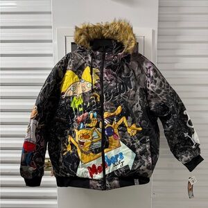 Members Only x Nickelodeon Graphic Jacket with Fur Hood